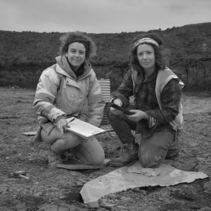 Photograph  of Sara and Lizzie at archaeological excavation Over Cambridgeshire May 2019